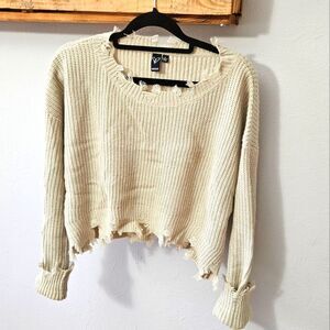 Cropped Distressed Sweater like new!